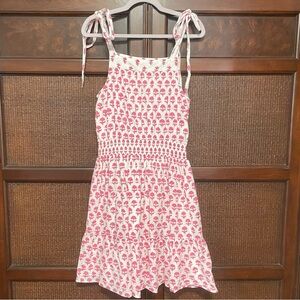 Ophelia & Indigo Pink‎ and White Ruffle Flare Mini Print Dress Size M Organic